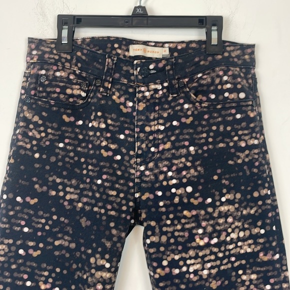 Tory Burch Black Flash Allover Print Skinny/Ankle Jeans. Size 25. - Picture 3 of 12